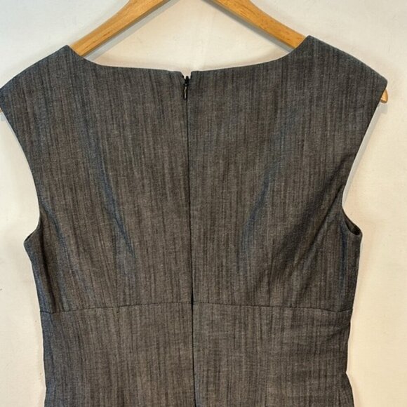 Calvin Klein Womens Sheath Dress Gray Sleeveless Square Neck Zip Pleated Size 2 - Picture 6 of 7